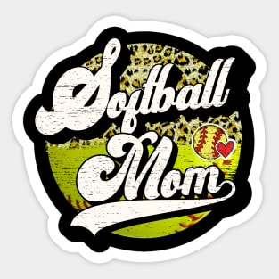 Softball Mom Vintage Leopard Softball Family Matching Sticker